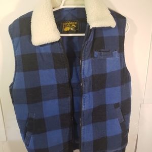 Sleeveless Flannel Coat Jacket with Colar Medium Winter Branded Lion
